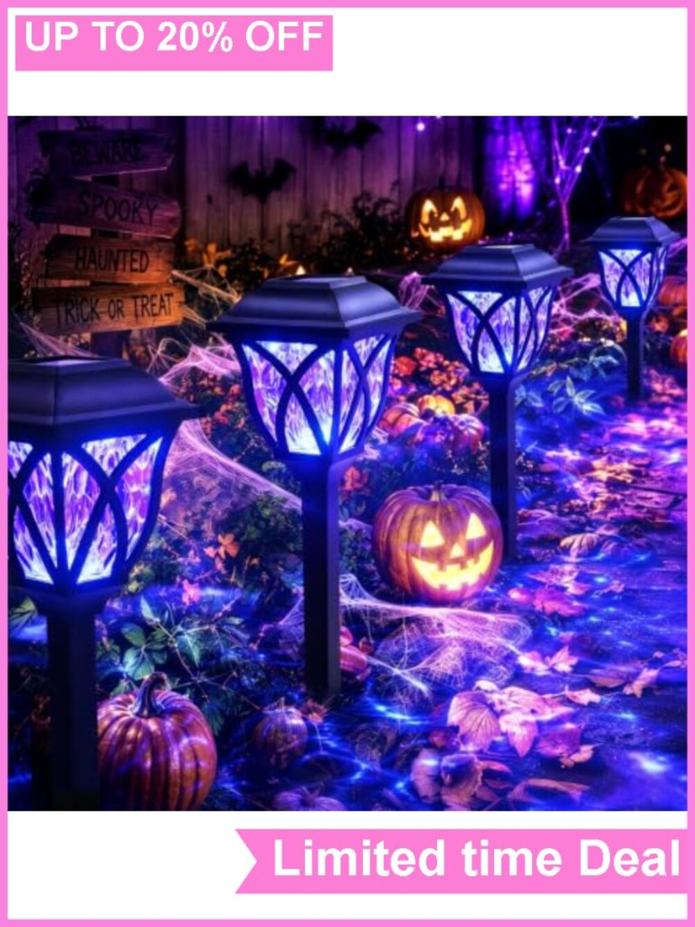 Solar Halloween Pathway Lights 6 Pack Outdoor Waterproof Garden Decor